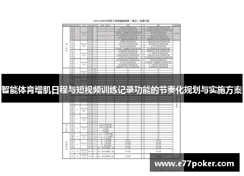 智能体育增肌日程与短视频训练记录功能的节奏化规划与实施方案